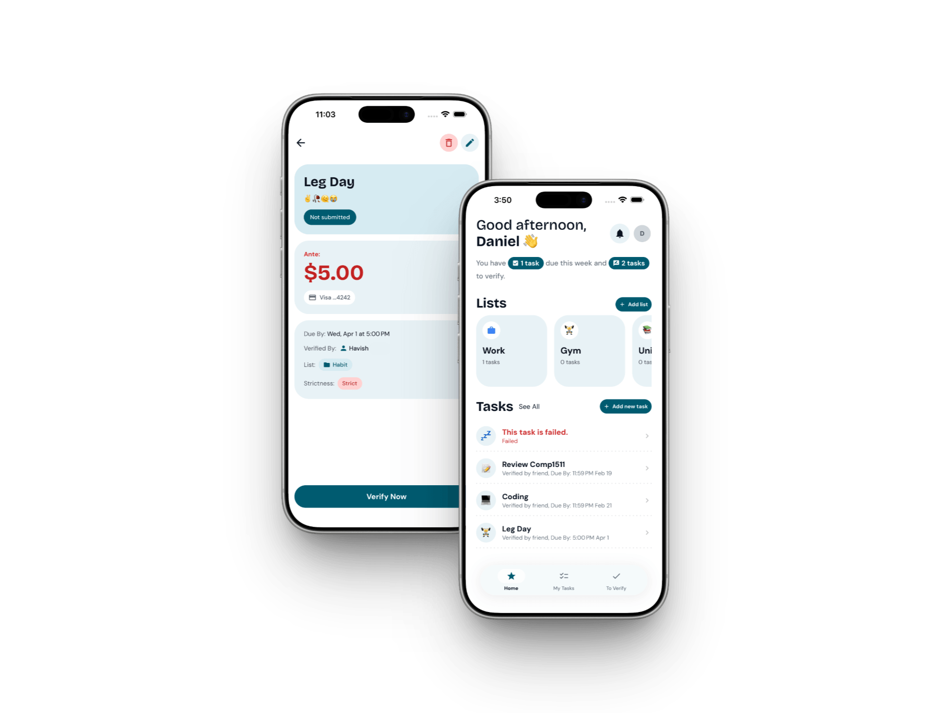 Ante app mockup showing task list